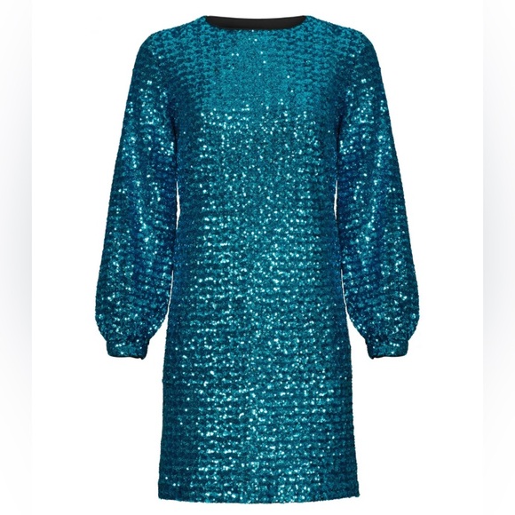 Hunter Bell Blue Sequin Shift Dress size 8 - Picture 1 of 9